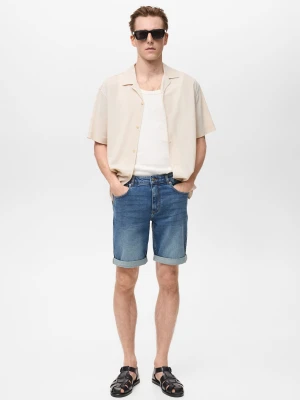 MANGO MAN - Bermudy dżinsowe slim fit ciemnoniebieski - - Mężczyzna