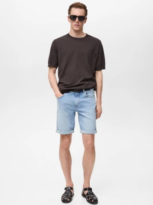 MANGO MAN - Bermudy dżinsowe slim fit średni niebieski - - Mężczyzna