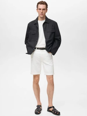 MANGO MAN - Bermudy dżinsowe slim fit złamana biel - - Mężczyzna