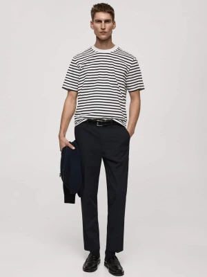 MANGO MAN - Spodnie Bologna slim cropped comfort stretch ciemnogranatowy - - Mężczyzna