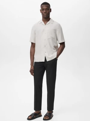 MANGO MAN - Spodnie Bologna slim cropped comfort stretch czarny - - Mężczyzna