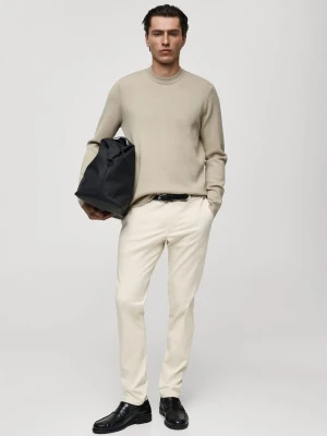 MANGO MAN - Spodnie chinosy Barna slim fit z diagonalu kremowy / écru - - Mężczyzna