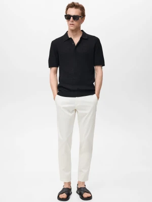 MANGO MAN - Spodnie chinosy Prato cropped tappered złamana biel - - Mężczyzna
