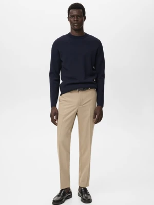 MANGO MAN - Spodnie flanelowe slim fit beżowy - - Mężczyzna