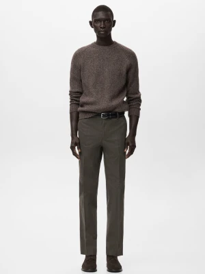 MANGO MAN - Spodnie flanelowe slim fit czekoladowy - - Mężczyzna