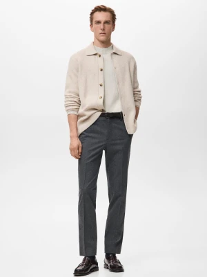 MANGO MAN - Spodnie flanelowe slim fit średni szary - - Mężczyzna