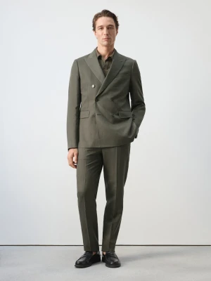 MANGO MAN - Spodnie garniturowe Amalfi slim fit khaki - - Mężczyzna