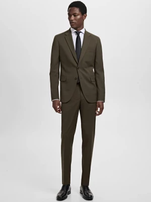 MANGO MAN - Spodnie garniturowe Milan slim fit khaki - - Mężczyzna