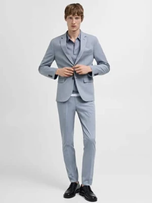 MANGO MAN - Spodnie garniturowe super slim fit z tkaniny stretch błękitny - - Mężczyzna