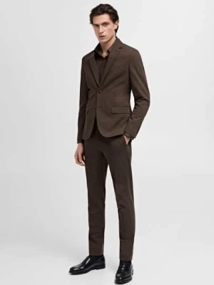 MANGO MAN - Spodnie garniturowe París super slim fit brązowy - - Mężczyzna