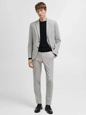 MANGO MAN - Spodnie garniturowe super slim fit z tkaniny stretch kremowy / écru - - Mężczyzna