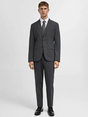 MANGO MAN - Spodnie garniturowe super slim fit z tkaniny stretch średni szary - - Mężczyzna