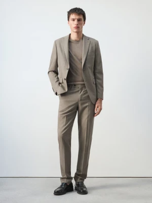 MANGO MAN - Spodnie garniturowe Turin z 100% wełny średni brązowy - - Mężczyzna