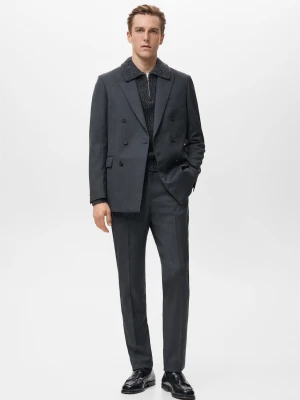 Spodnie garniturowe Turin z 100% wełny szary - Mężczyzna - - MANGO MAN