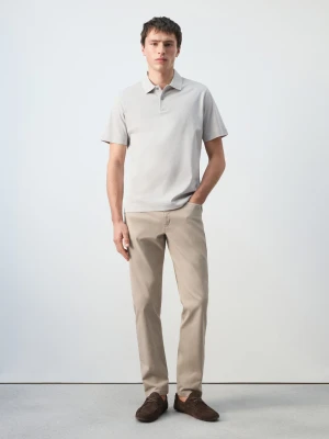 MANGO MAN - Spodnie o regularnym kroju 100% bawełna beżowy - - Mężczyzna