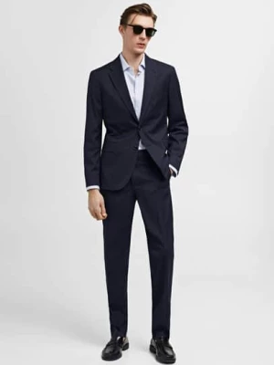 MANGO MAN - Spodnie od garnituru slim fit z tkaniny comfort stretch ciemnogranatowy - - Mężczyzna