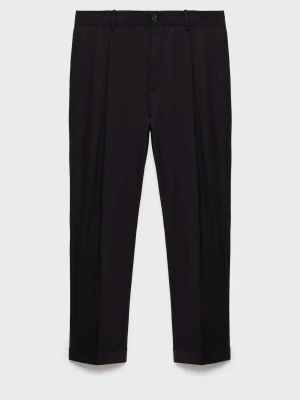 MANGO MAN - Spodnie regular fit z zaszewkami czarny - - Mężczyzna