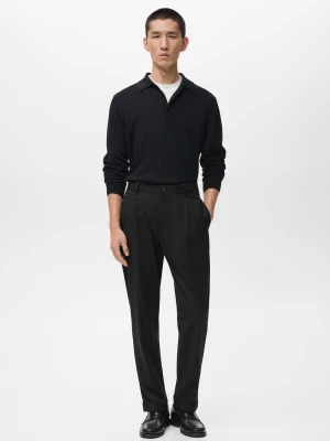 MANGO MAN - Spodnie regular fit z zaszewkami czarny - - Mężczyzna