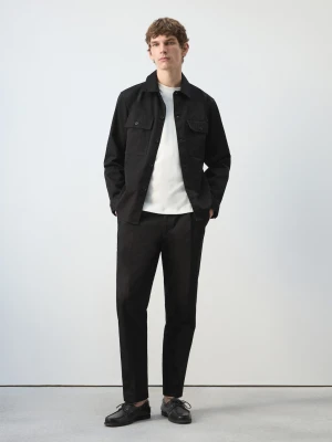 MANGO MAN - Spodnie regular fit z zaszewkami czarny - - Mężczyzna