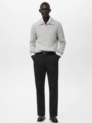 MANGO MAN - Spodnie regular fit z zaszewkami czarny - - Mężczyzna