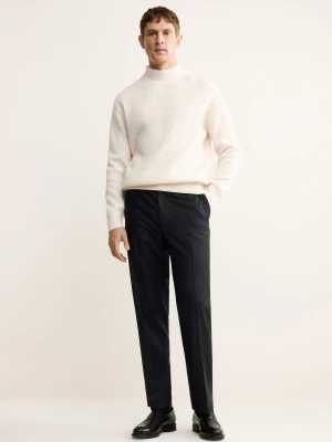 MANGO MAN - Spodnie regular w paski 100% wełna dziewicza ciemnoszary - - Mężczyzna