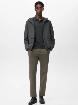 MANGO MAN - Spodnie slim fit comfort strech ze sznurkiem średni brązowy - - Mężczyzna