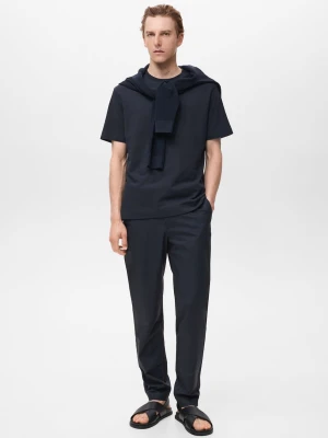 MANGO MAN - Spodnie slim fit z 100% bawełny granatowy - - Mężczyzna