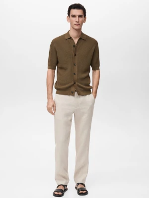 MANGO MAN - Spodnie slim fit z 100% lnu kremowy / écru - - Mężczyzna