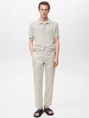 MANGO MAN - Spodnie slim fit z 100% lnu piaskowy - - Mężczyzna