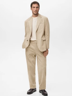 MANGO MAN - Spodnie sztruksowe regular fit beżowy - - Mężczyzna