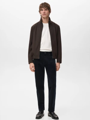 MANGO MAN - Spodnie sztruksowe regular fit ciemnoniebieski - - Mężczyzna