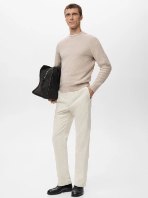 MANGO MAN - Spodnie sztruksowe regular fit złamana biel - - Mężczyzna