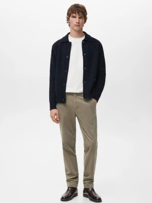 MANGO MAN - Spodnie sztruksowe slim fit beżowy - - Mężczyzna