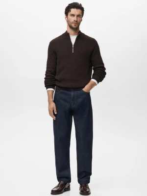 MANGO MAN - Sweter z półgolfem 100% bawełna czekoladowy - - Mężczyzna
