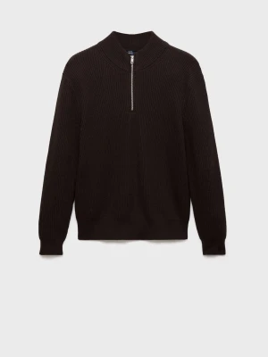 MANGO MAN - SWETER czekoladowy - - Mężczyzna