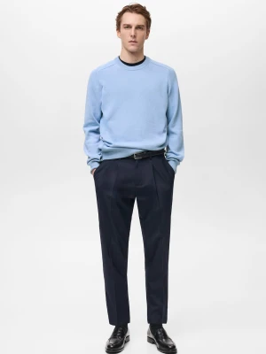 MANGO MAN - Sweter z bawełnianej dzianiny błękitny - - Mężczyzna