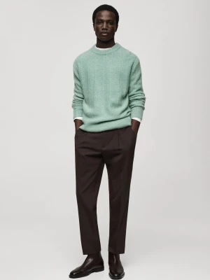 MANGO MAN - Sweter z dzianiny z teksturą bladozielony - - Mężczyzna
