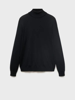 MANGO MAN - Sweter z golfem ze 100% wełny czarny - - Mężczyzna