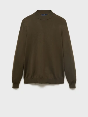 MANGO MAN - Sweter z golfem ze 100% wełny oliwkowozielony - - Mężczyzna