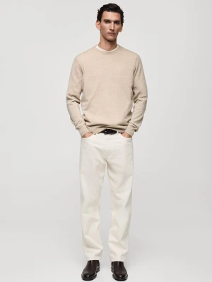 MANGO MAN - Sweter z wełny merynosowej 100% beżowy - - Mężczyzna