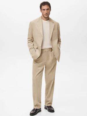 MANGO MAN - Sztruksowa marynarka regular fit beżowy - - Mężczyzna