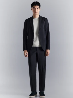 Techniczna marynarka slim fit granatowy - Mężczyzna - - MANGO MAN