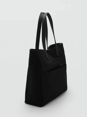 MANGO MAN - Torba tote z bawełny z kieszenią czarny - Rozmiar uniwersalny - Mężczyzna