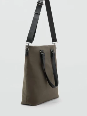 MANGO MAN - Torba shopper z uchwytami khaki - Rozmiar uniwersalny - Mężczyzna