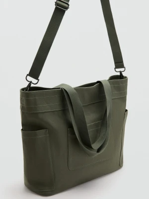 Torba tote z bawełny z kieszeniami khaki - Mężczyzna - Rozmiar uniwersalny - MANGO MAN