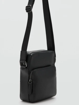 MANGO MAN - Torebka listonoszka z imitacji tłoczonej skóry czarny - Rozmiar uniwersalny - Mężczyzna