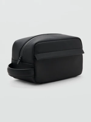 MANGO MAN - Wytłaczana kosmetyczka z suwakiem czarny - Rozmiar uniwersalny - Mężczyzna