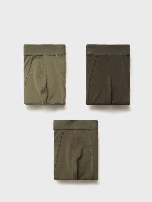 MANGO MAN - Zestaw 3 par bokserek w różne kolory khaki - - Mężczyzna