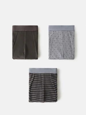 MANGO MAN - Zestaw 3 par bokserek z bawełny brązowy - - Mężczyzna