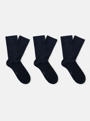 MANGO MAN - Zestaw 3 par skarpetek bawełnianych ciemnogranatowy - - Mężczyzna